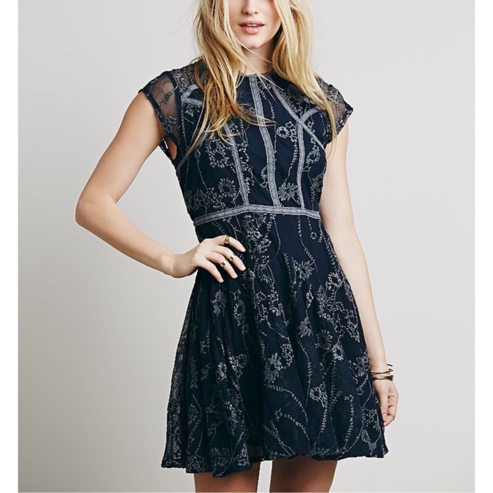 Free People Navy Lace Dress